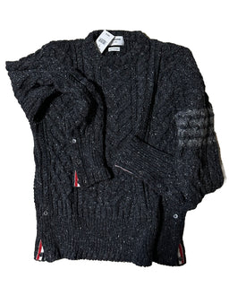 NWT Thom Browne Мужской свитер косой вязки из шерсти и мохера DK Серый L ( 3 ) Ирландия
