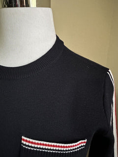 NWT Thom Browne Мужской свитер из смесовой мериносовой шерсти с накладными карманами 1 (S) Италия