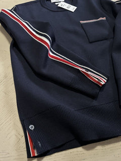 NWT Thom Browne Мужской свитер из смесовой мериносовой шерсти с накладными карманами 1 (S) Италия