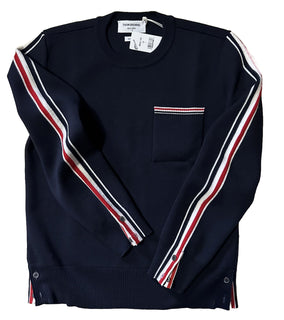 NWT Thom Browne Мужской свитер из смесовой мериносовой шерсти с накладными карманами 1 (S) Италия