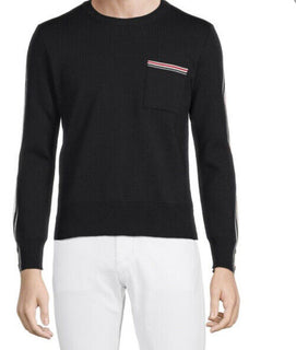 NWT Thom Browne Мужской свитер из смесовой мериносовой шерсти с накладными карманами 1 (S) Италия