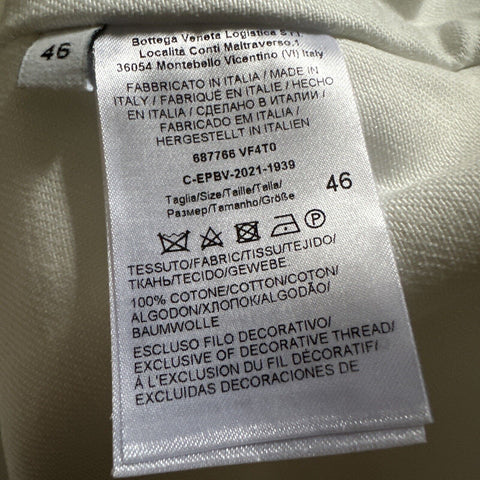 СЗТ $1200 Bottega Veneta Мужская рубашка оверсайз из плотного хлопкового твила, белая, 50 евро/м