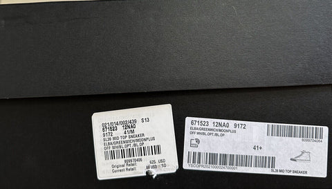 NIB $ 625 Saint Laurent Herren Mid Top Sneakers Schuhe Weiß 8,5 US/41,5 Eu 671523