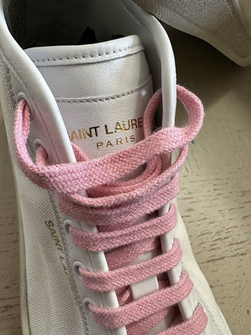 NIB $ 625 Saint Laurent Herren Mid Top Sneakers Schuhe Weiß 8,5 US/41,5 Eu 671523