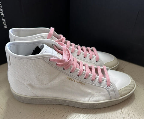 NIB $ 625 Saint Laurent Herren Mid Top Sneakers Schuhe Weiß 8,5 US/41,5 Eu 671523