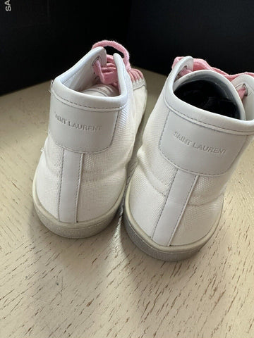 NIB $ 625 Saint Laurent Herren Mid Top Sneakers Schuhe Weiß 8,5 US/41,5 Eu 671523