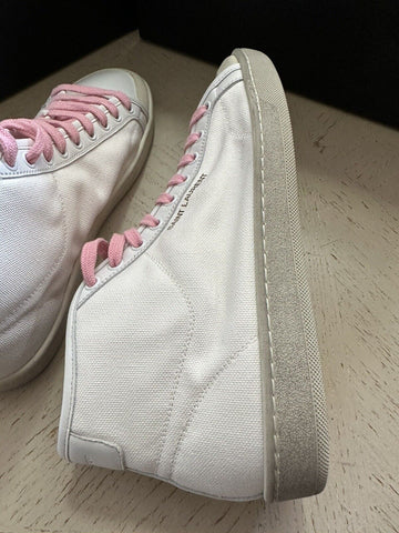 NIB $ 625 Saint Laurent Herren Mid Top Sneakers Schuhe Weiß 8,5 US/41,5 Eu 671523