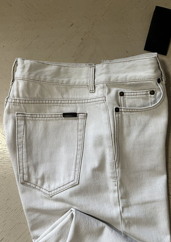 NWT $850 Saint Laurent Men’s Jeans Carrot Pants Gray Off White 32 US Italy
