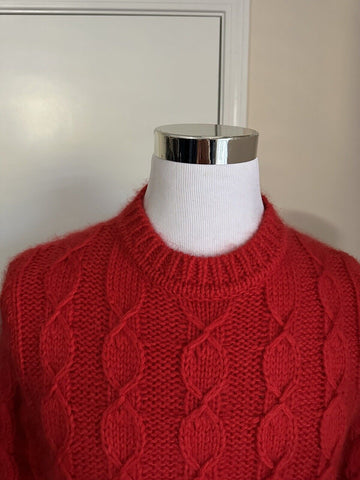 NWT $1190 Saint Laurent Мужской свитер с круглым вырезом красный, размер S, Италия