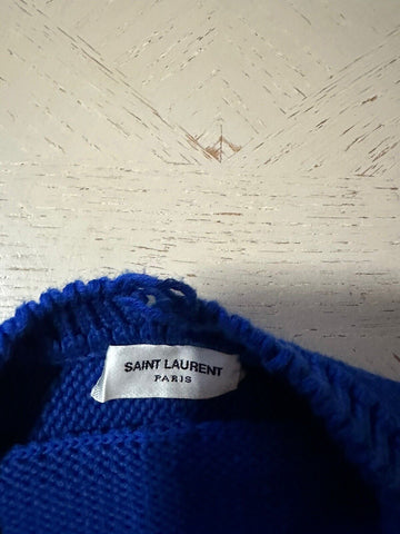NWT $890 Мужской свитер с круглым вырезом Saint Laurent синий, размер XL, Италия