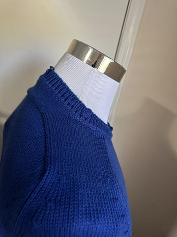 NWT $890 Мужской свитер с круглым вырезом Saint Laurent синий, размер XL, Италия