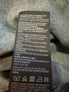 Neu mit Etikett: 1290 $ Saint Laurent 80er Jahre ärmelloses Jeanshemd Soft Sand Blue Größe XL