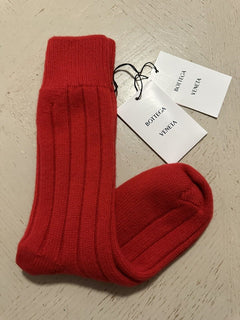 NWT $390 Bottega Veneta Ribbed Cashmere Socks Color Red Size M Italy