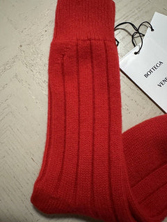 NWT $390 Bottega Veneta Ribbed Cashmere Socks Color Red Size M Italy