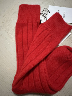NWT $390 Bottega Veneta Ribbed Cashmere Socks Color Red Size M Italy