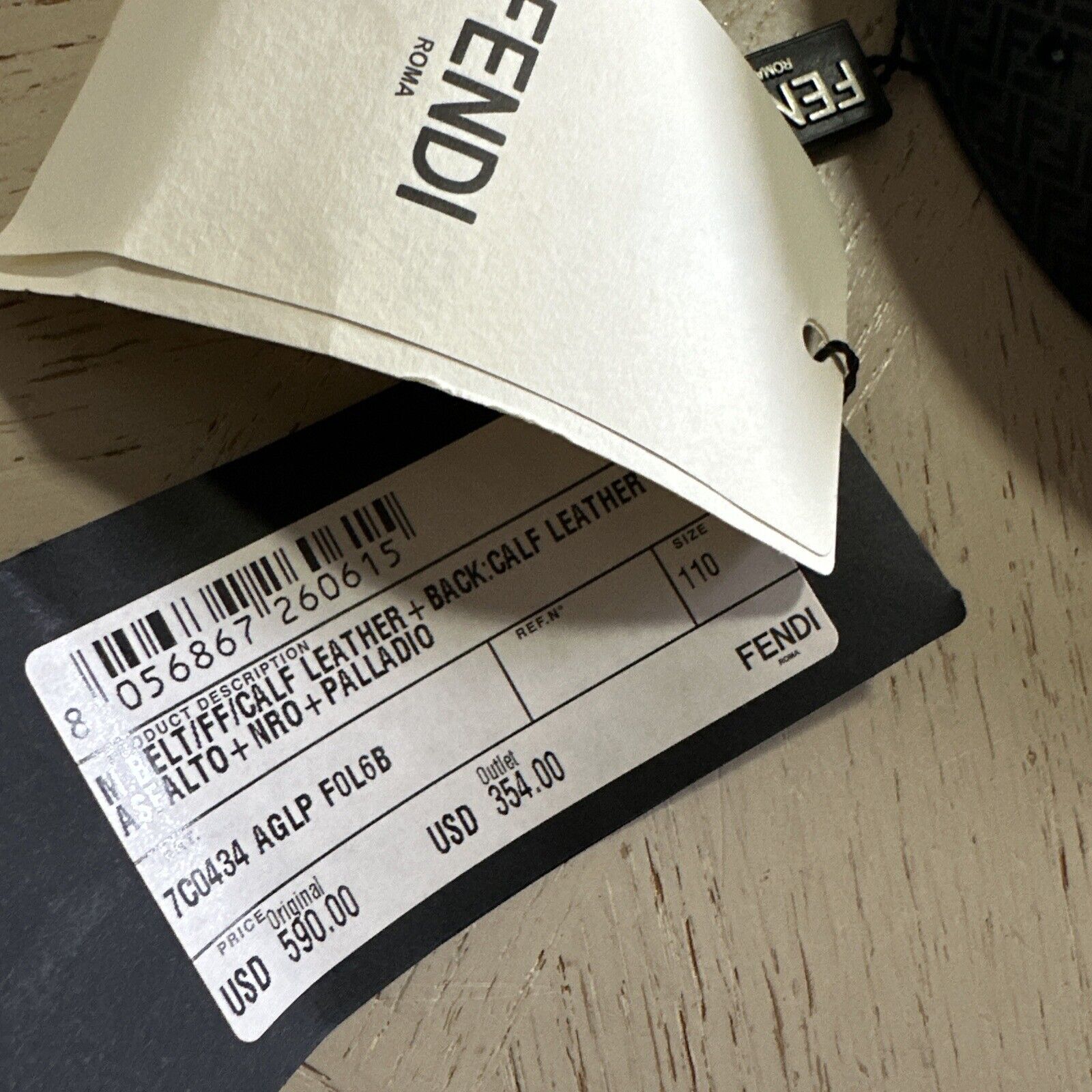 Новый мужской кожаный ремень Fendi FF Logo за 590 долларов, серый/черный 110/44