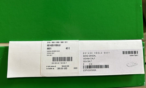 NIB $760 Bottega Veneta Men Vienna Calf Leather Sandal Ivory 9 US/42 Eu