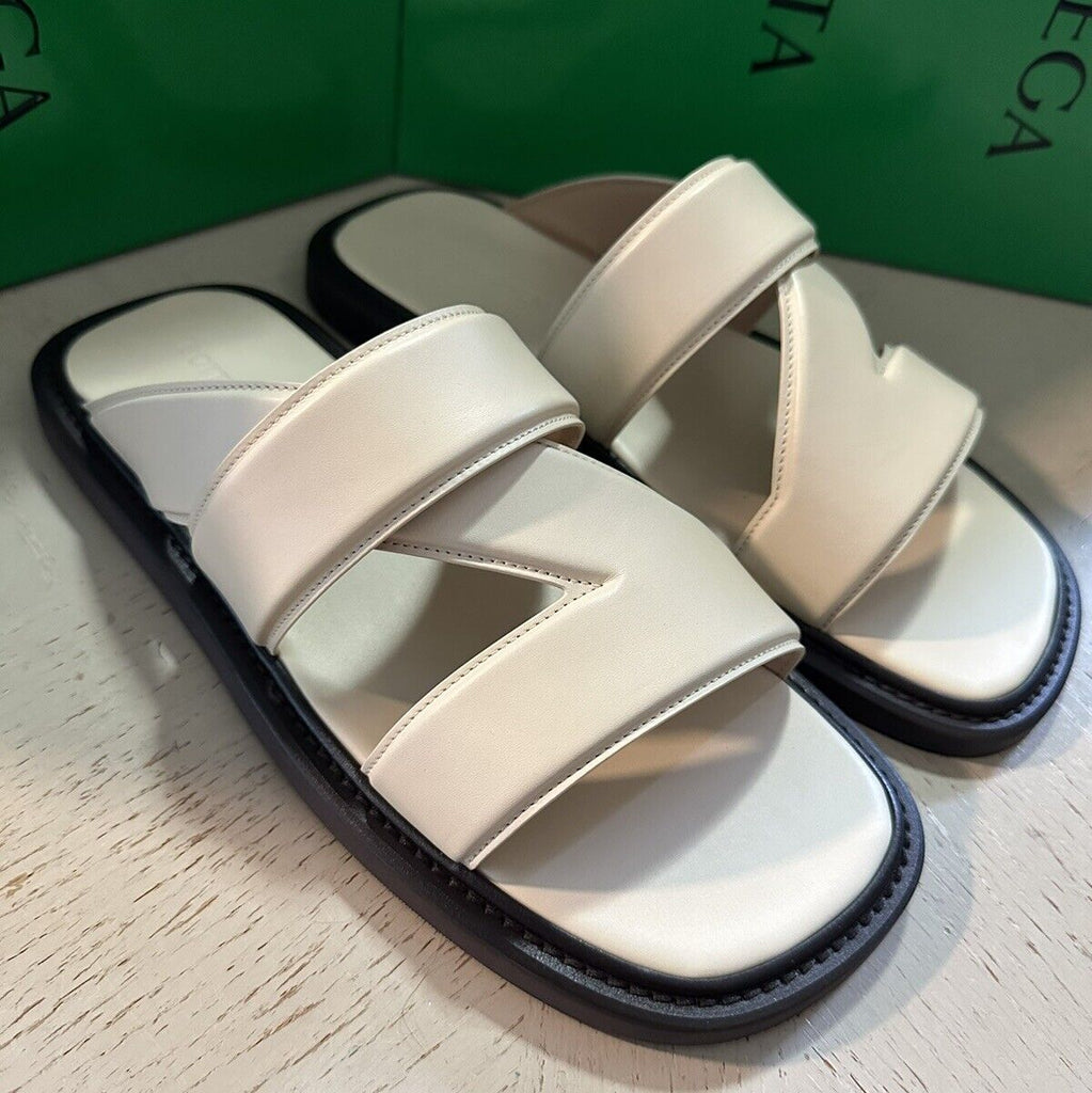 NIB $760 Bottega Veneta Men Vienna Calf Leather Sandal Ivory 12 US/45 Eu