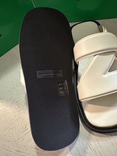 NIB $760 Bottega Veneta Men Vienna Calf Leather Sandal Ivory 12 US/45 Eu