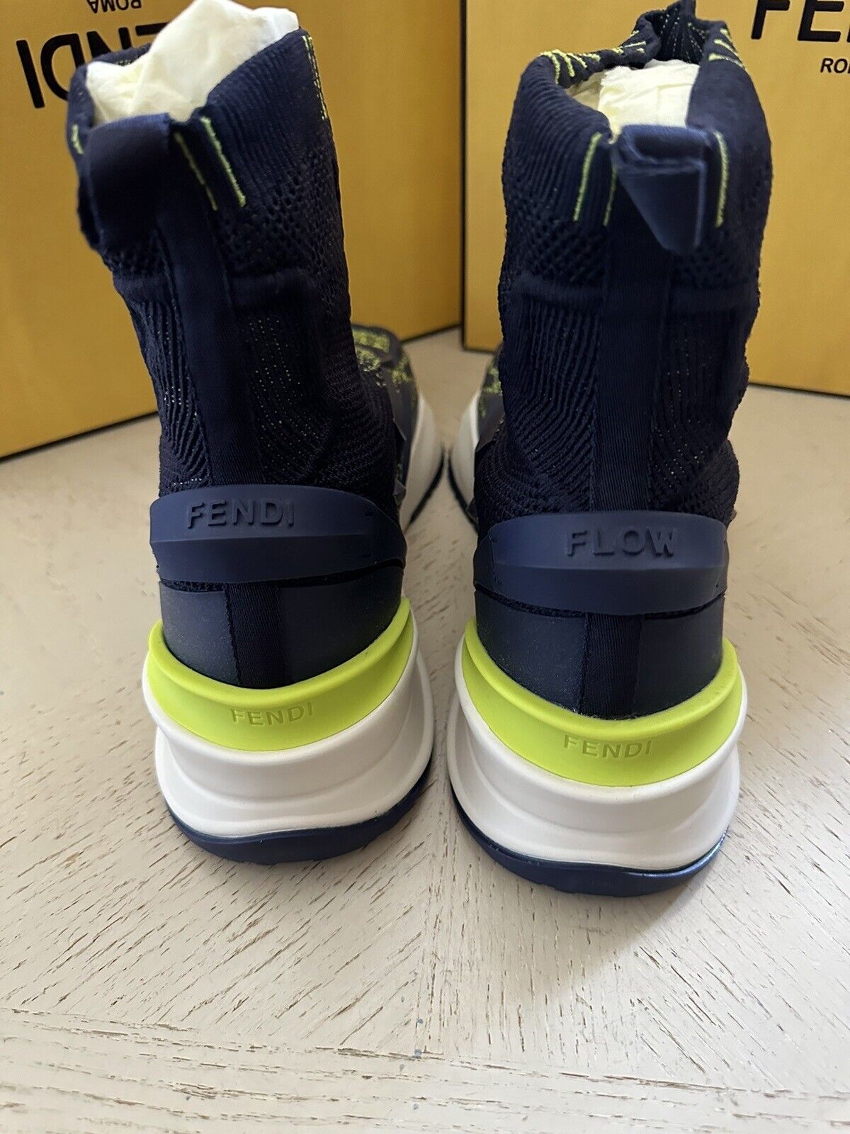 NIB $1190 Fendi Men Contrast Knit High Top Sneakers Shoes Navy/Green 11 US/10 UK