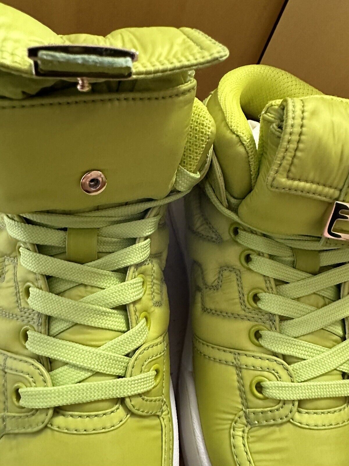 NIB $1150 Fendi Women’s Match High-top Sneakers Green 8 US/38 Eu