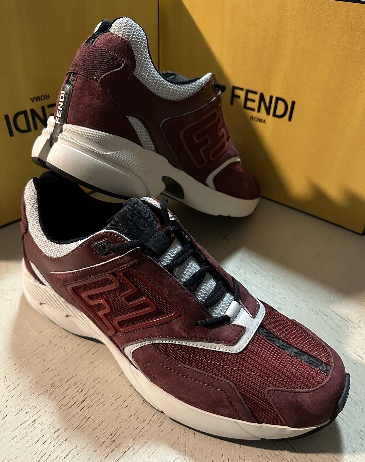 NIB $ 1100 Fendi Herren FF Logo Athletic Sneakers Burgunderrot 10 US/9 UK