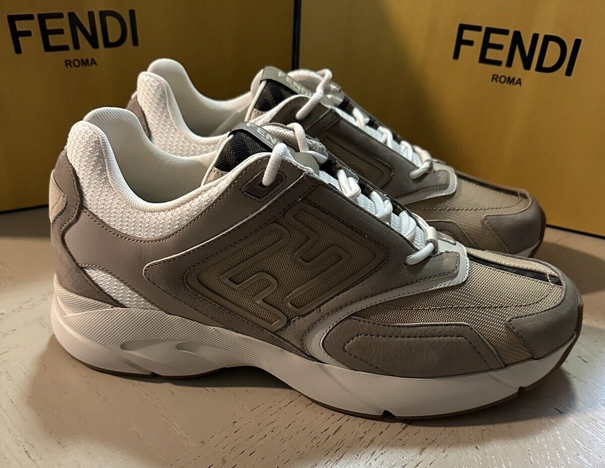 NIB $1100 Fendi Men FF Logo Athletic Sneakers Gray 12 US/11 UK