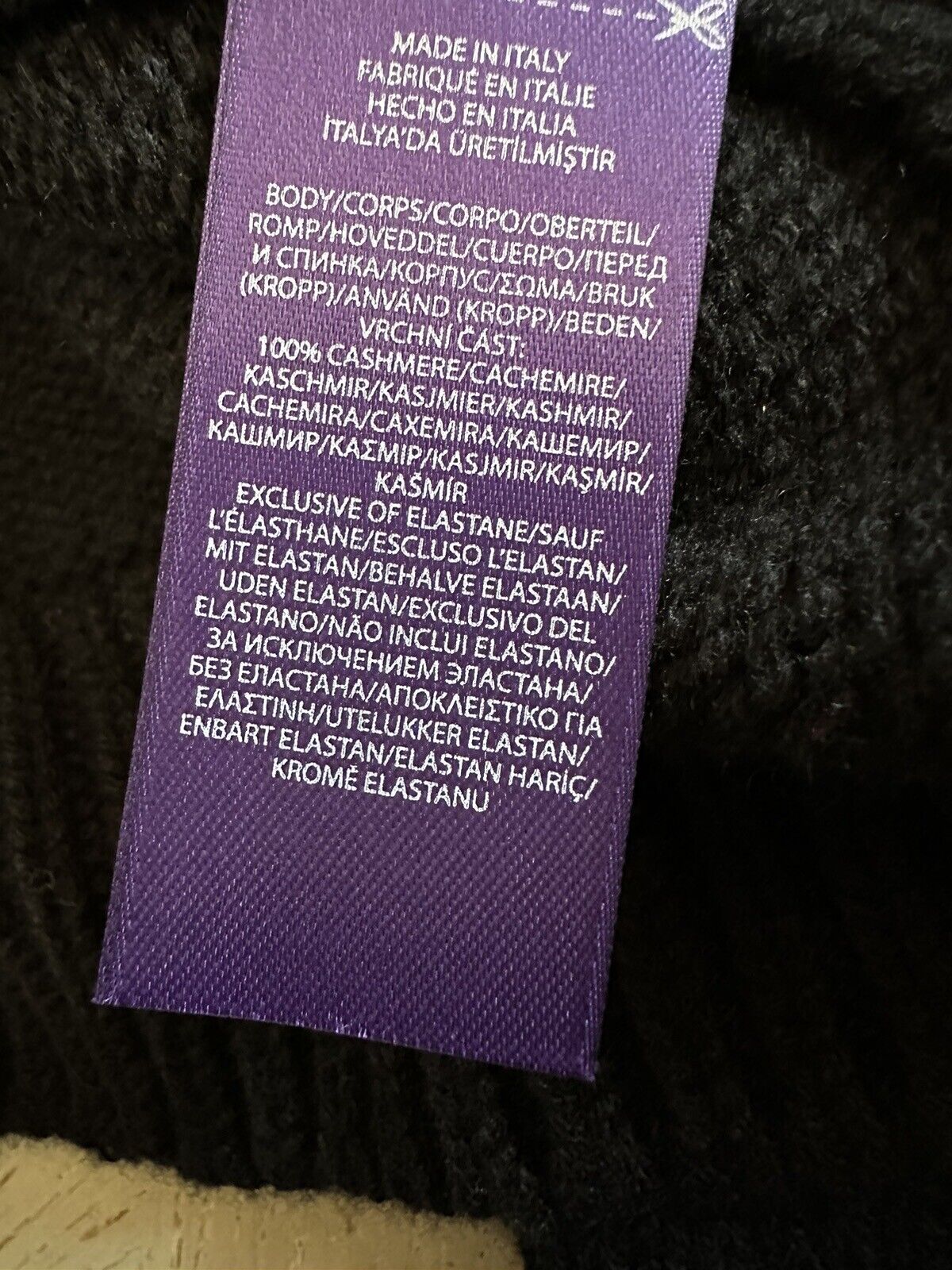 NWT $1695 Ralph Lauren Purple Label Мужской кашемировый свитер с высоким воротником Черный XS Ita