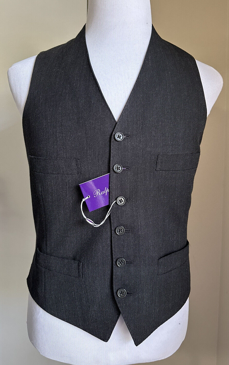 New $995 Ralph Lauren Purple Label Men Vest DK Gray 42R US/52R Eu Italy