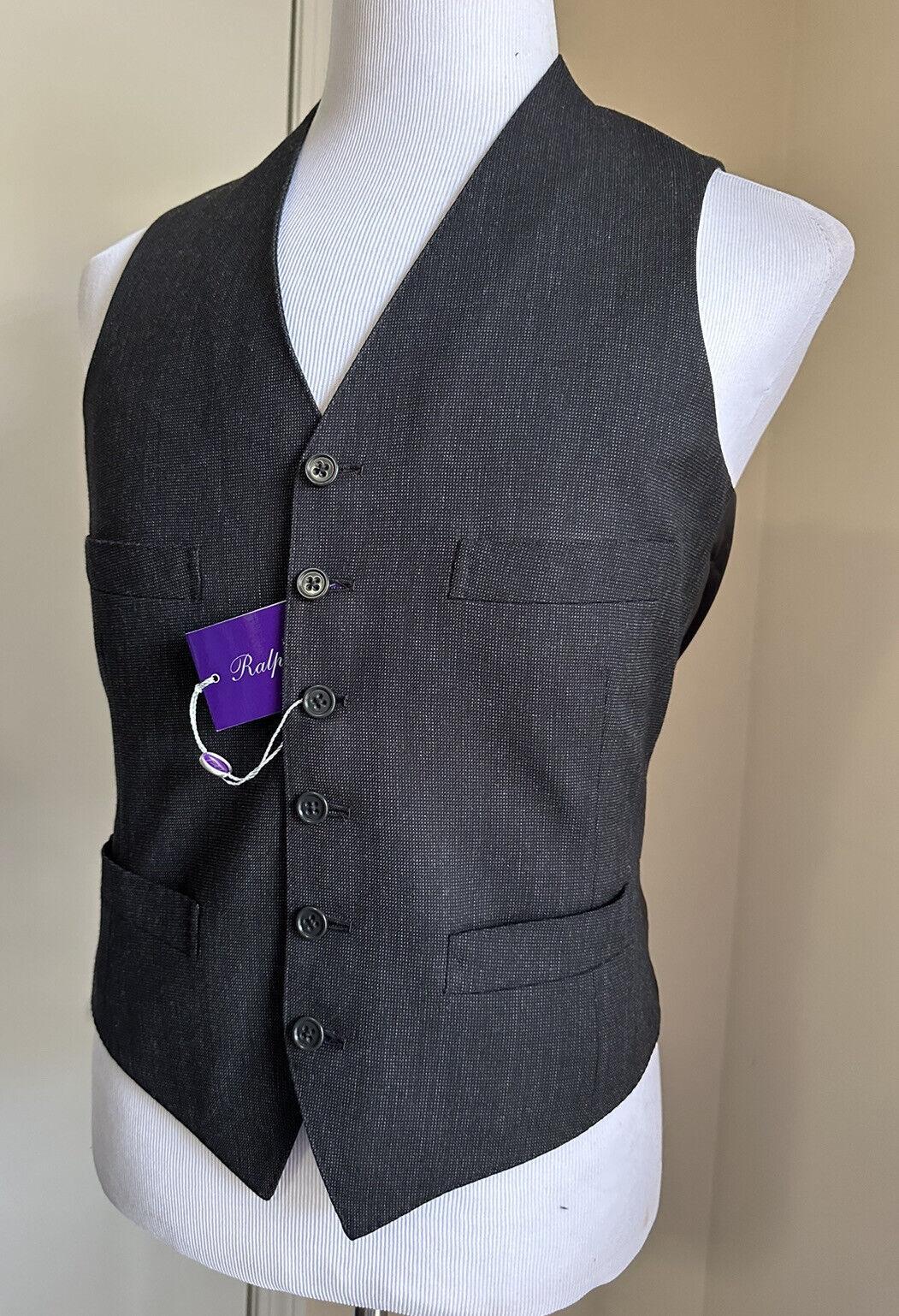 New $995 Ralph Lauren Purple Label Men Vest DK Gray 42R US/52R Eu Italy