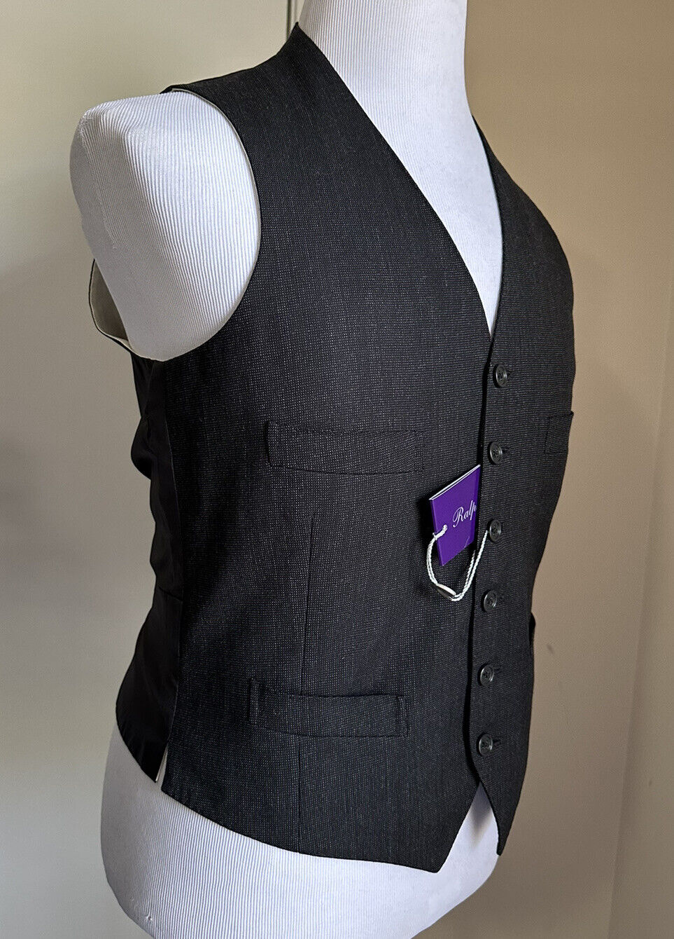 New $995 Ralph Lauren Purple Label Men Vest DK Gray 42R US/52R Eu Italy