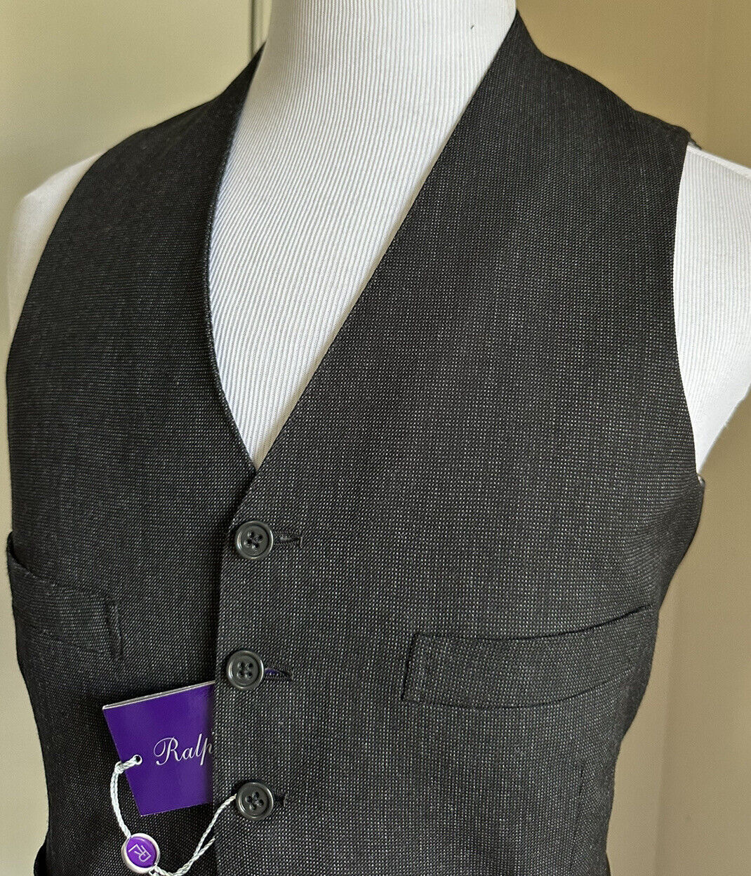 New $995 Ralph Lauren Purple Label Men Vest DK Gray 42R US/52R Eu Italy