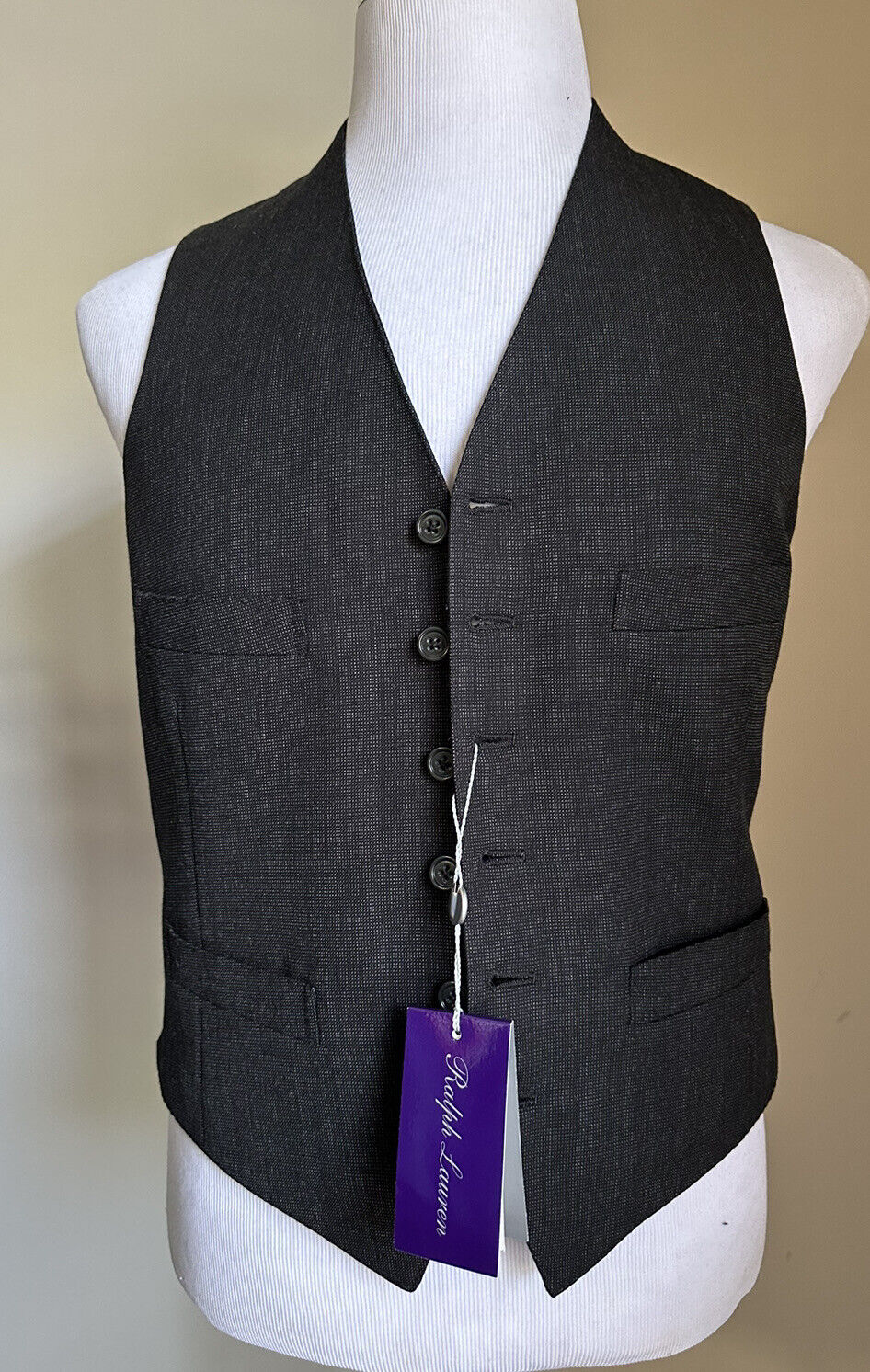 New $995 Ralph Lauren Purple Label Men Vest DK Gray 42R US/52R Eu Italy