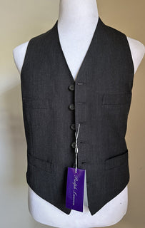Новый мужской жилет Ralph Lauren Purple Label стоимостью 995 долларов США, серый цвет DK, 42R, США/52R, ЕС, Италия