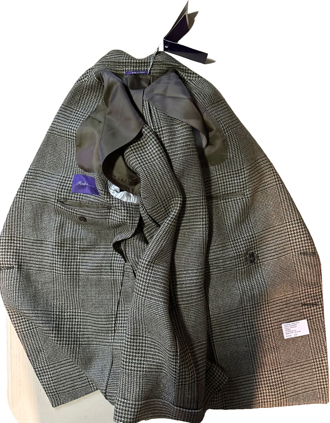 New $4995 Ralph Lauren Purple Label Men Double Breasted Suit Green/Mul. 40 US/50