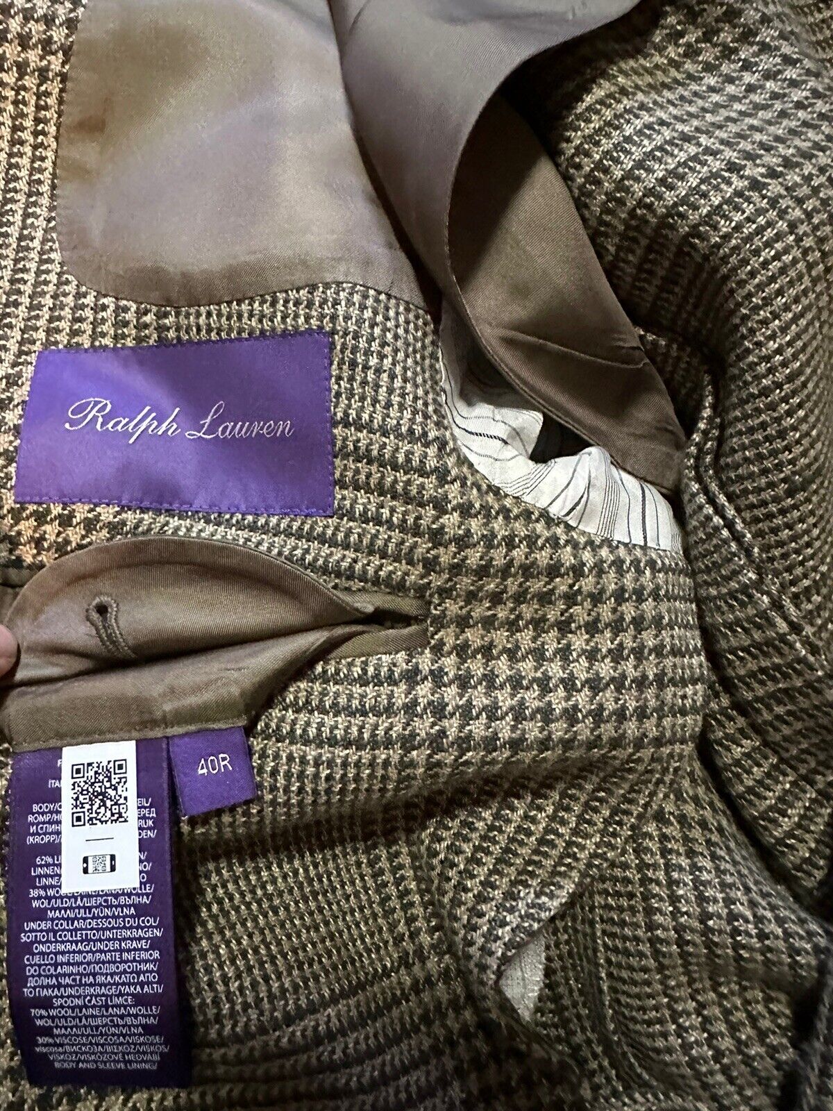 New $4995 Ralph Lauren Purple Label Men Double Breasted Suit Green/Mul. 40 US/50