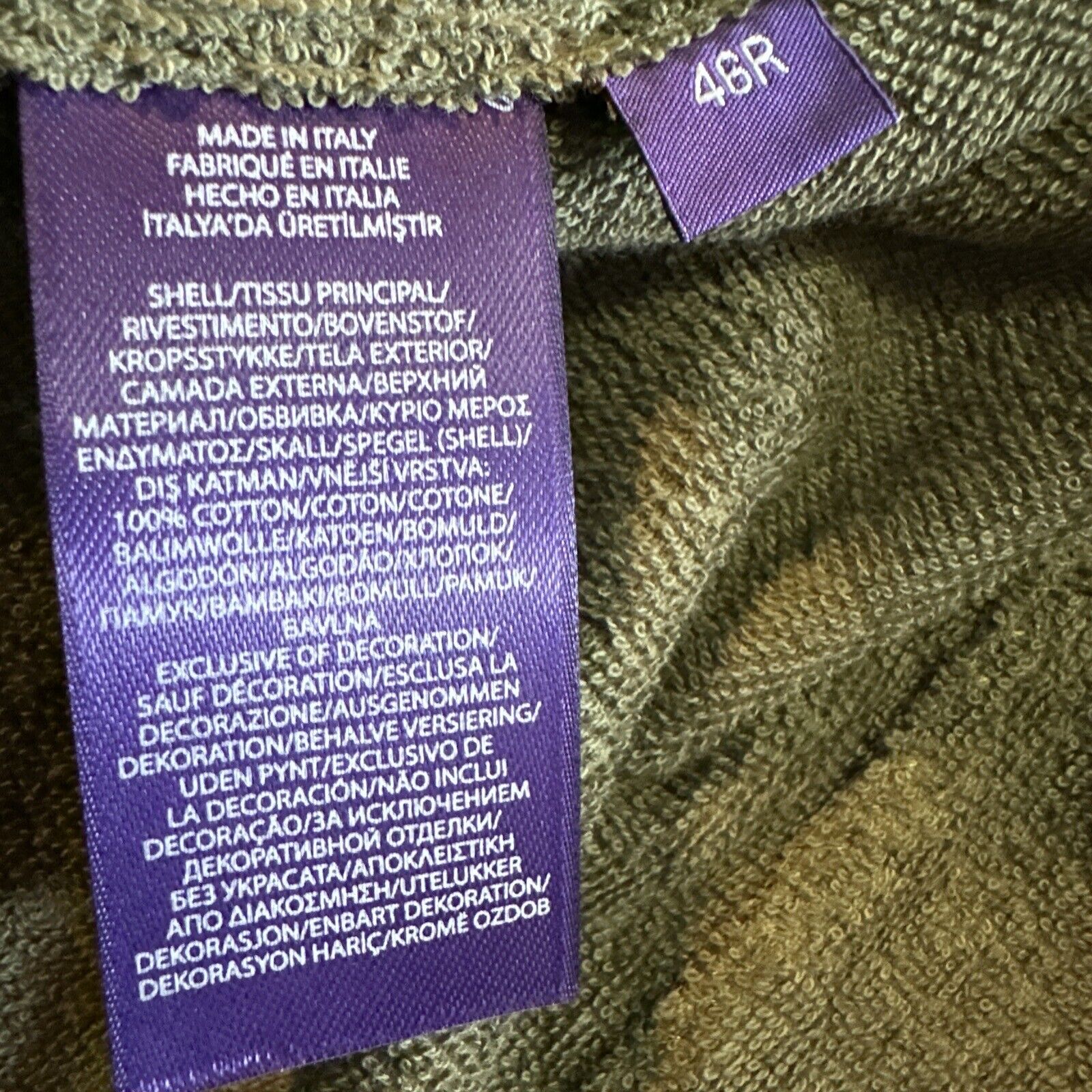 Мужской пиджак NWT Ralph Lauren Purple Label оливковый 46R США/56R ЕС Италия