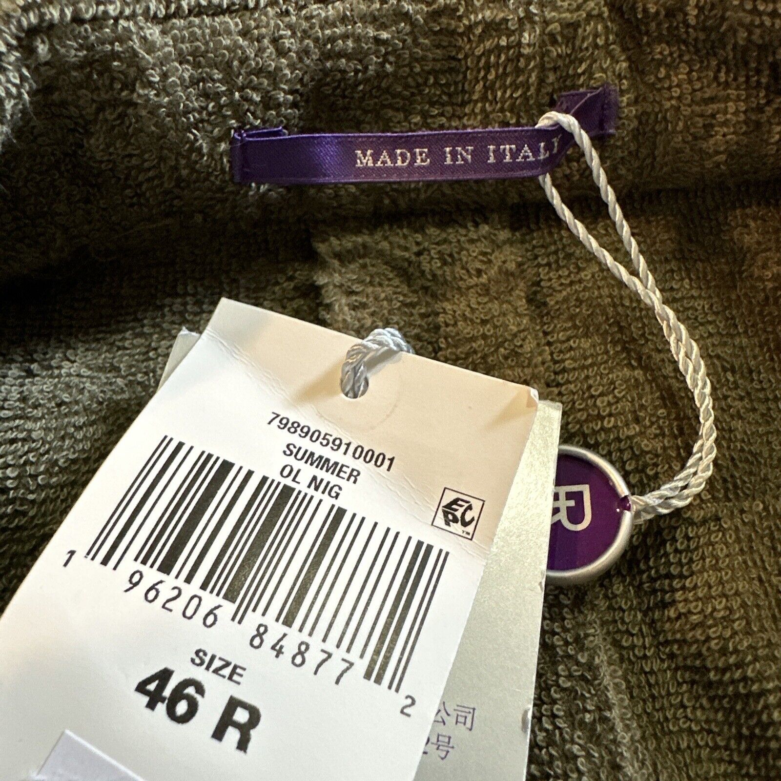 NWT Ralph Lauren Purple Label Men Blazer Jacket Olive 46R US/56R Eu Italy