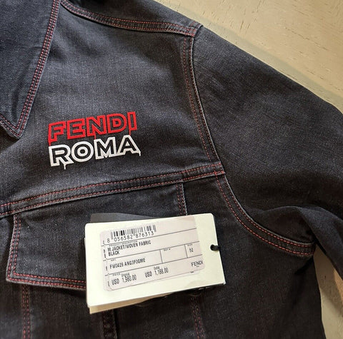 NWT $1980 Fendi Men’s Denim Jacket Black 42 US/52 Ita FW0428