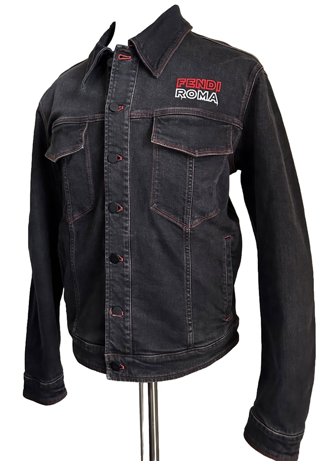 NWT $1980 Мужская джинсовая куртка Fendi черная 42 US/52 Ita FW0428