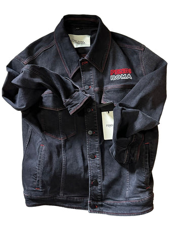 NWT $1980 Fendi Men’s Denim Jacket Black 42 US/52 Ita FW0428