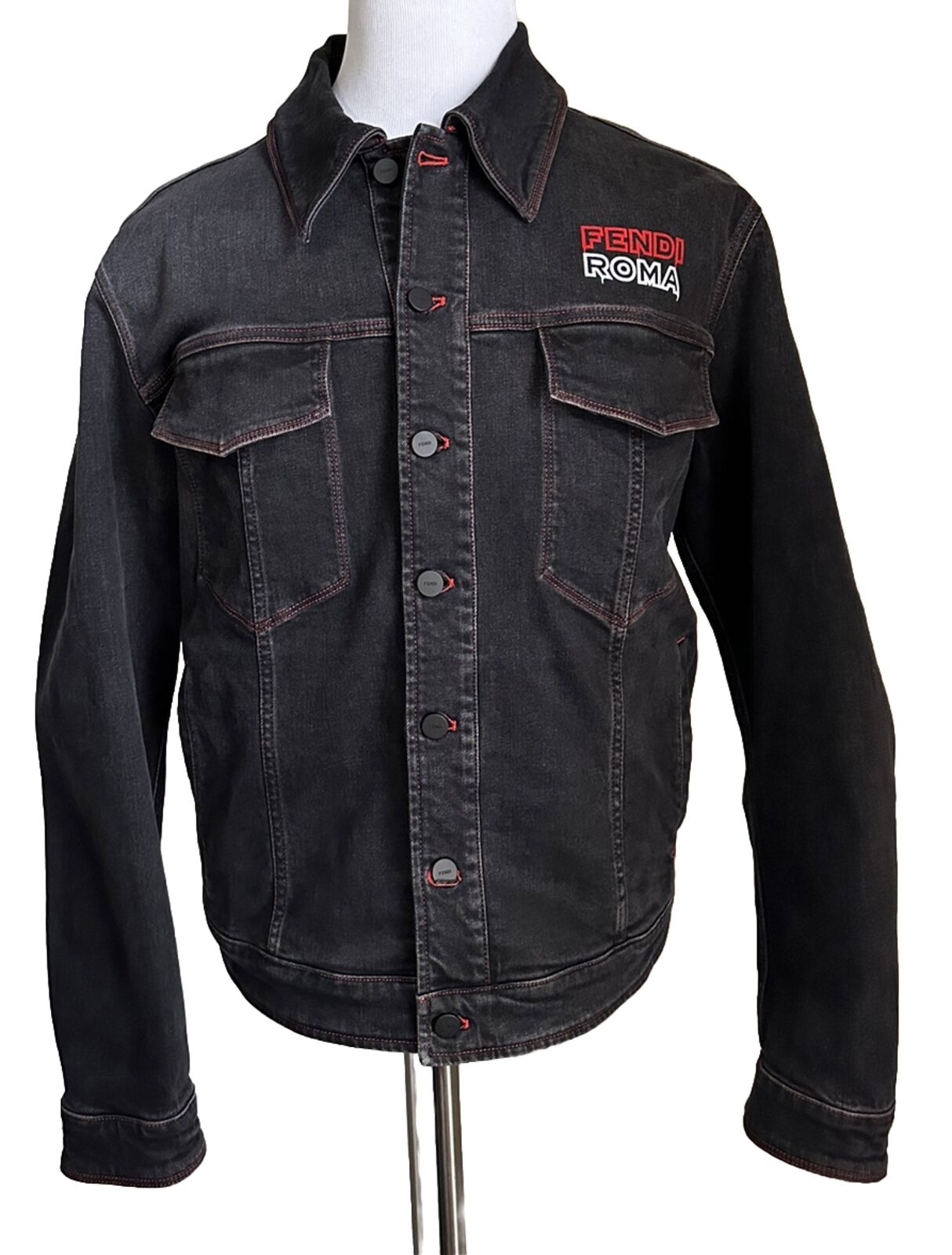 NWT $1980 Мужская джинсовая куртка Fendi черная 44 US/54 Ita FW0428