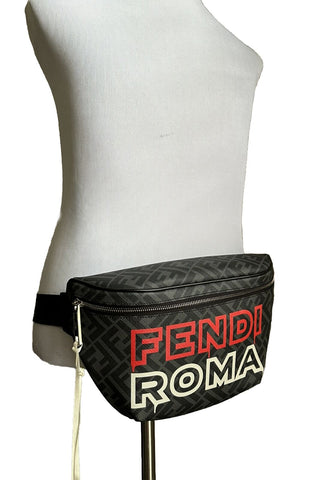 Новая поясная сумка Fendi из парусины/кожи, цвет черный/серый, один размер, 7VA562, цена 1350 долларов.