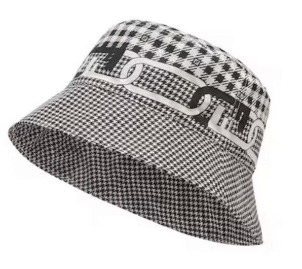 NWT 950 $ Fendi Classic Nylon FF Logo Bucket Hat Schwarz/Weiß M FXQ801