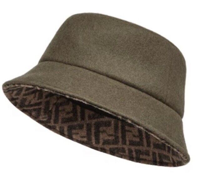 NWT $790 Fendi Classic Wool FF Коричневая панама с логотипом FXQ901