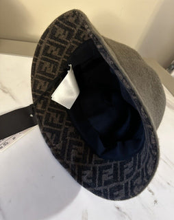 NWT $790 Fendi Classic Wool FF Коричневая панама с логотипом FXQ901