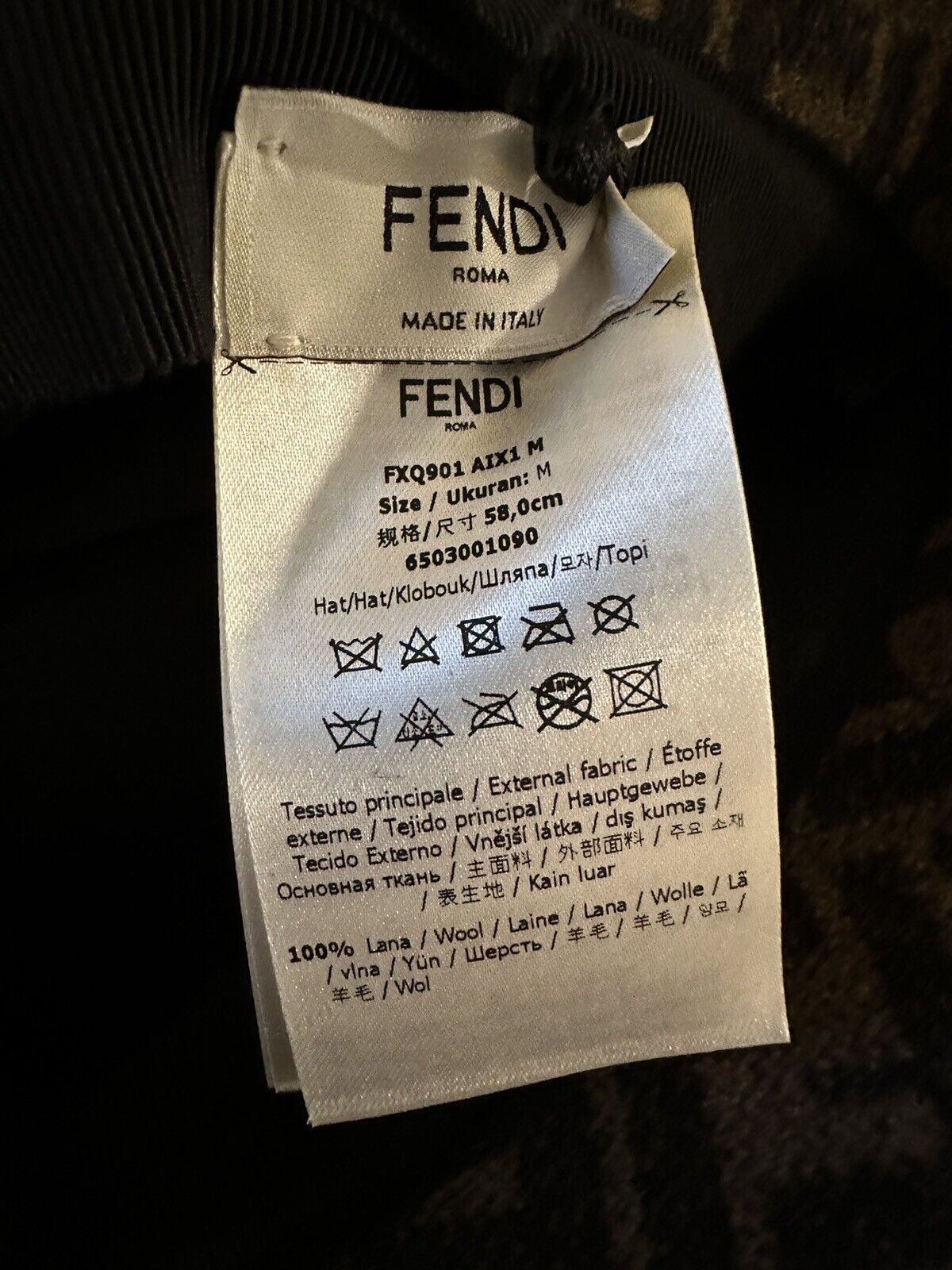 NWT $790 Fendi Classic Wool FF Коричневая панама с логотипом FXQ901