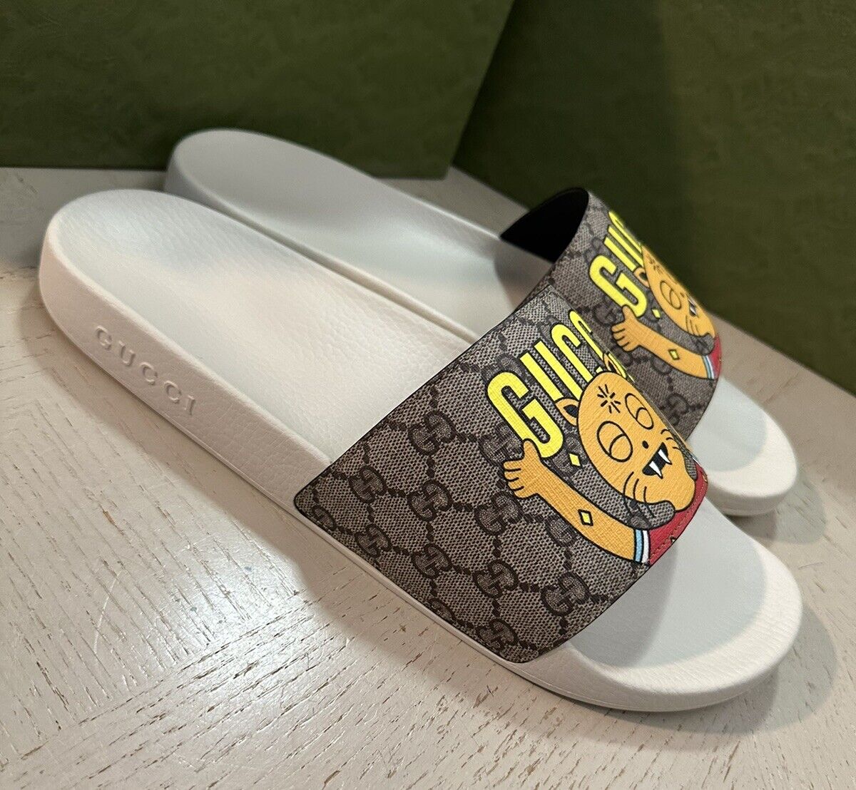 NIB Gucci Herren GG Logo Sandalenschuhe Beige 15 US/14 UK