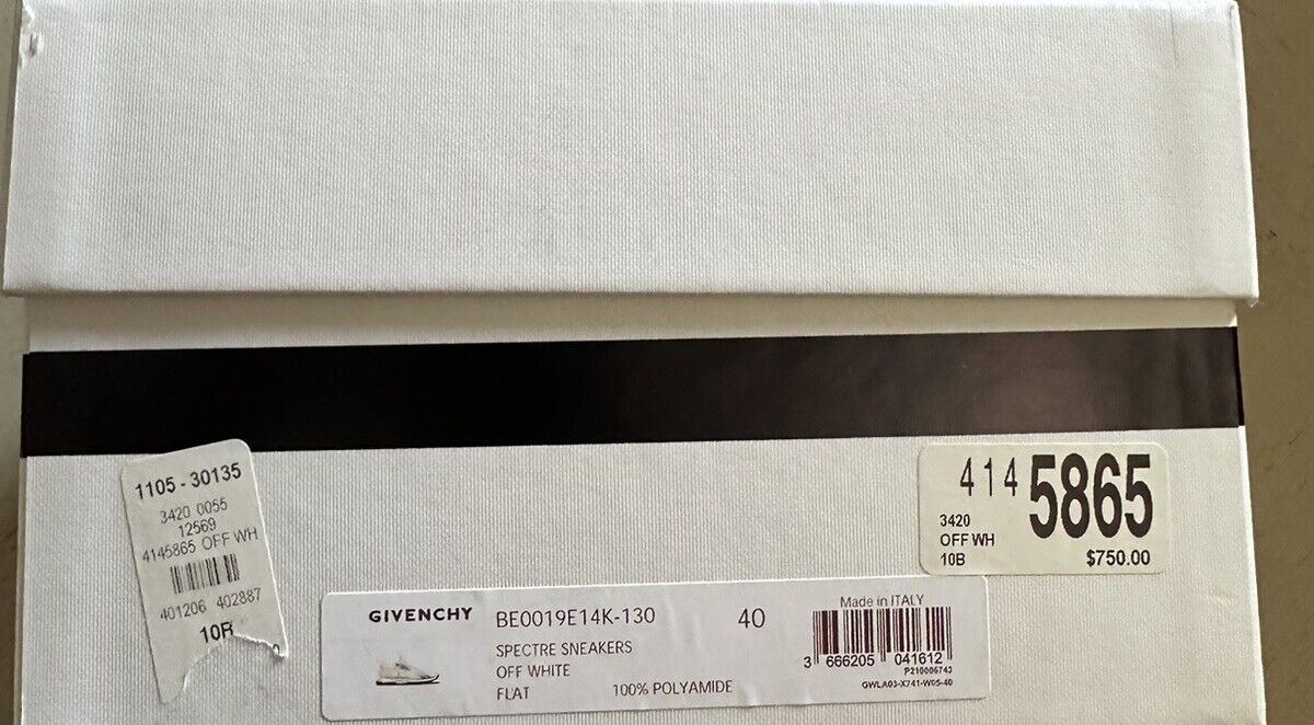 NIB Givenchy Women  Sneakers Shoes Off White 10 US/40 Eu Italy