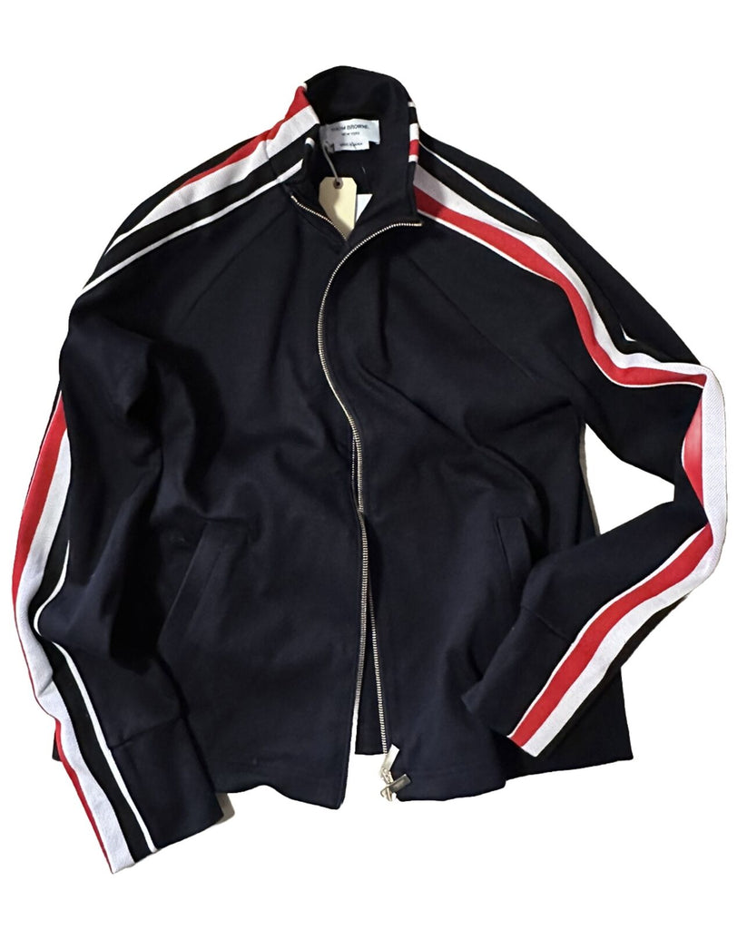 NWT $1150 Thom Browne Мужская куртка с полосками по бокам Черная спортивная куртка на молнии 2 (M)